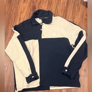 Ted Baker London Wickam Color Blocked Long Sleeve Textured Polo Mens 6 (2XL)